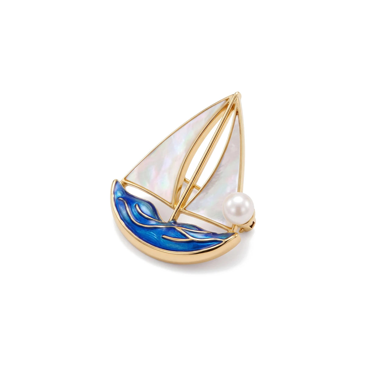 Pearl Sailboat Brooch