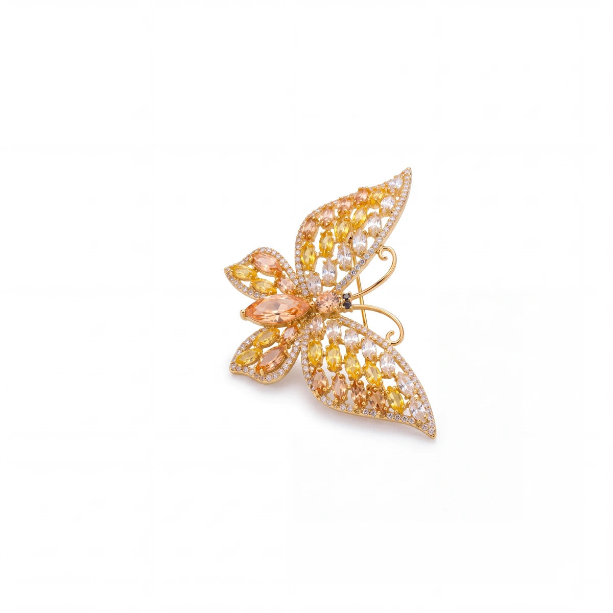 Aurelia butterfly brooch for women, gold-tone - RANGREZ
