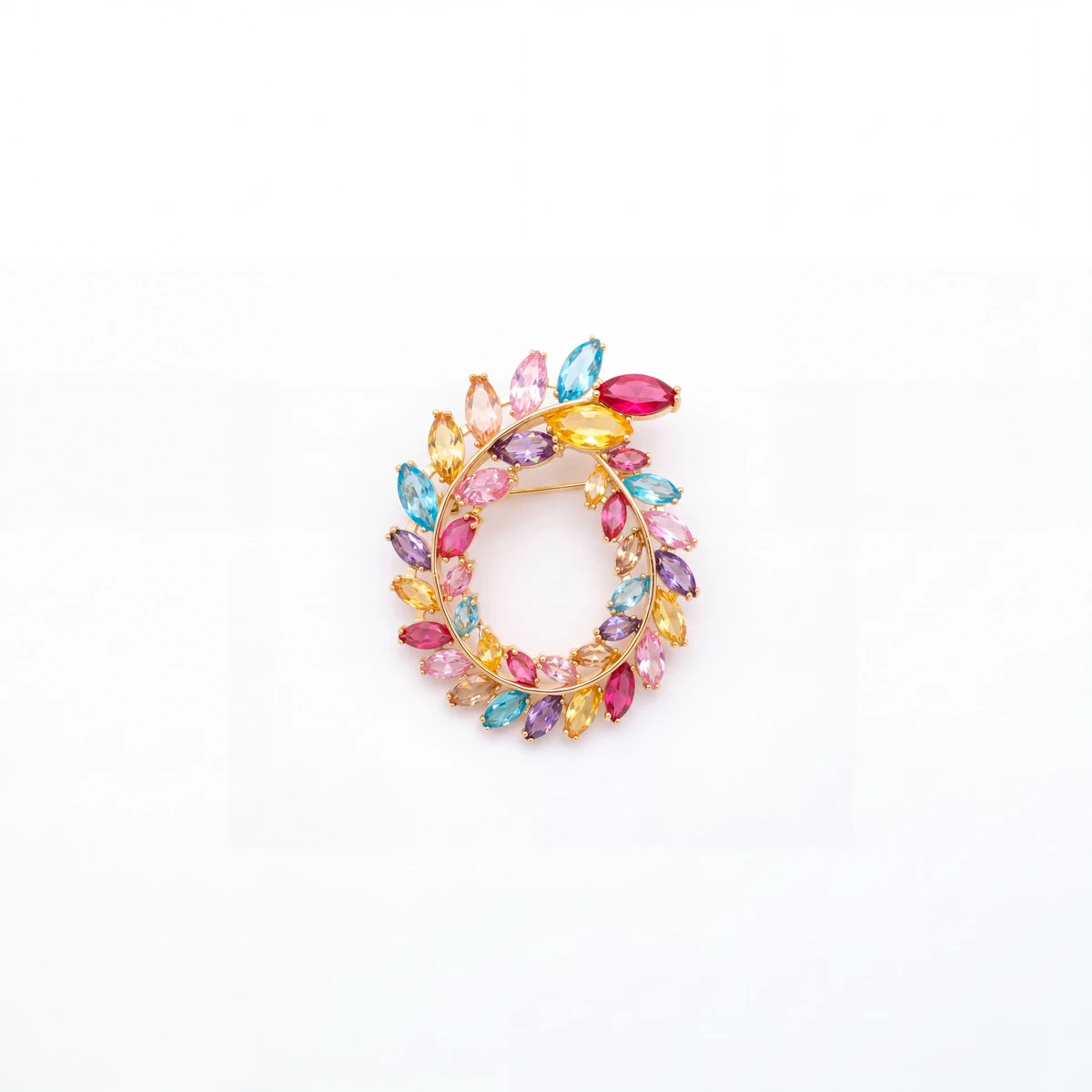 Carnival wreath brooch for women, gold-tone - RANGREZ