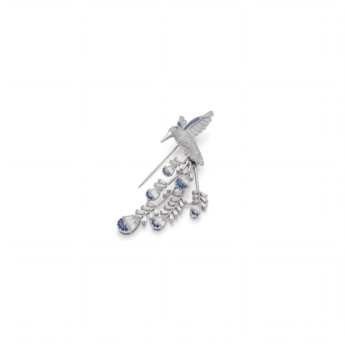 Colibri hummingbird brooch for women, rhodium finish - RANGREZ (view 5)