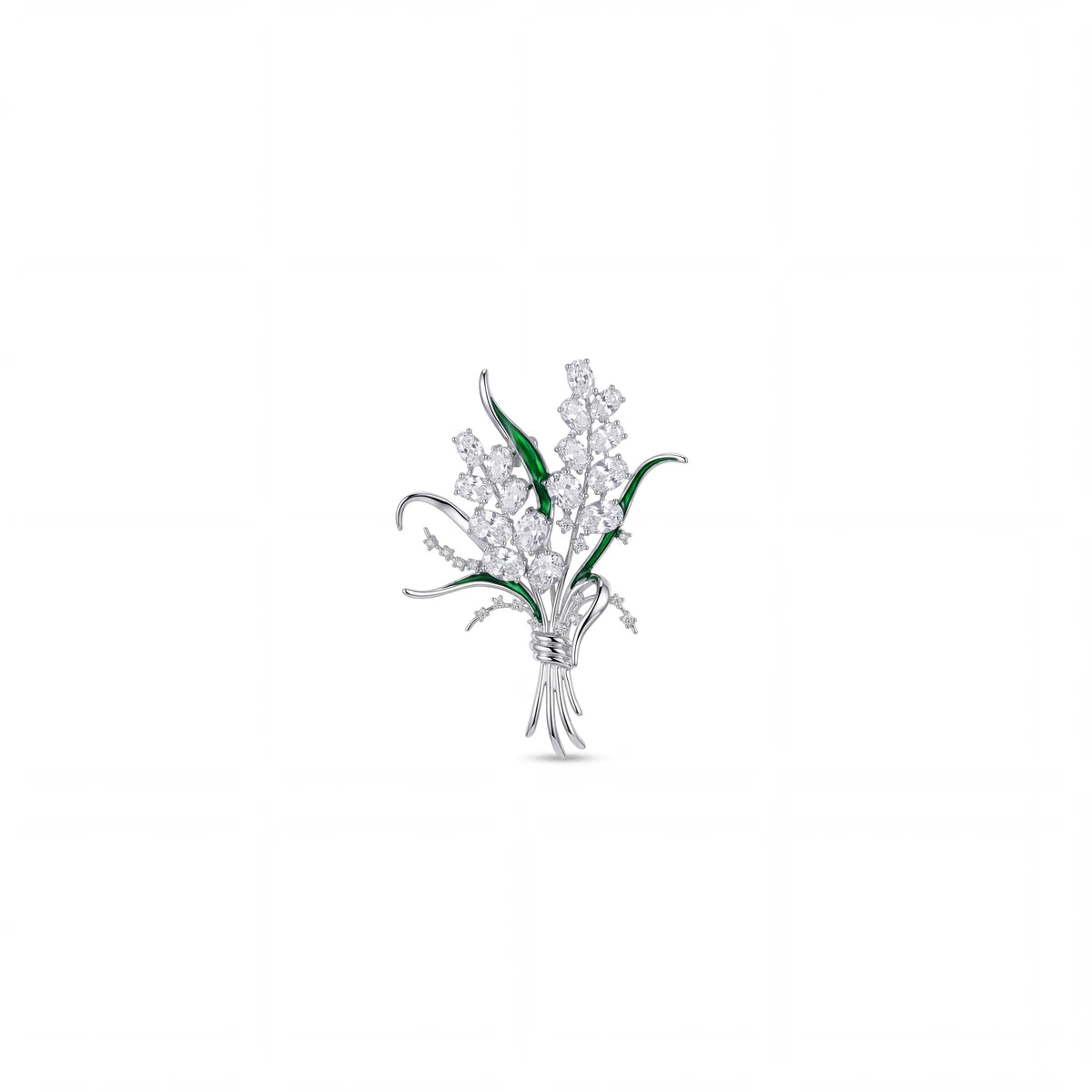 Liliana lily spray brooch for women, rhodium finish - RANGREZ (view 2)
