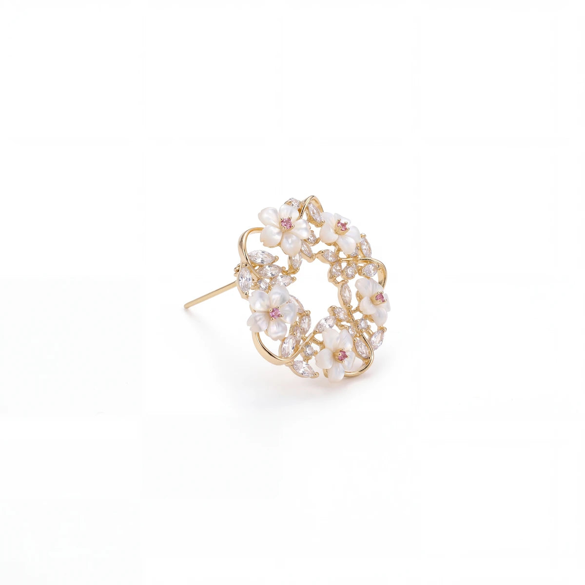 Sakura wreath brooch for women, gold-tone - RANGREZ (view 3)