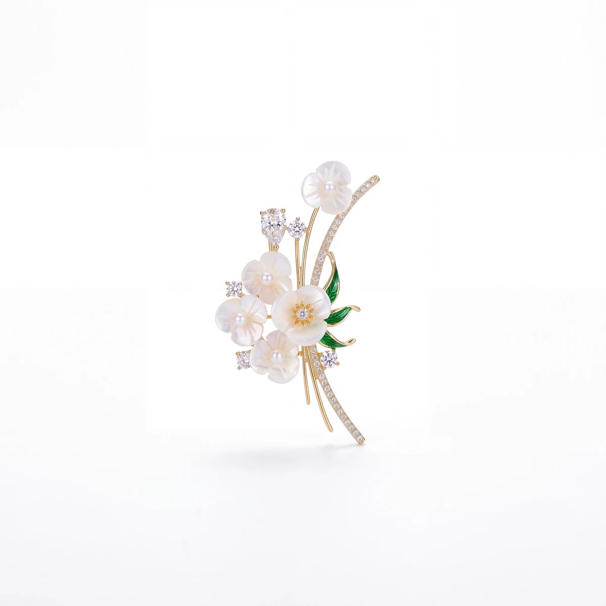 Gardenia bouquet brooch for women, gold-tone - RANGREZ