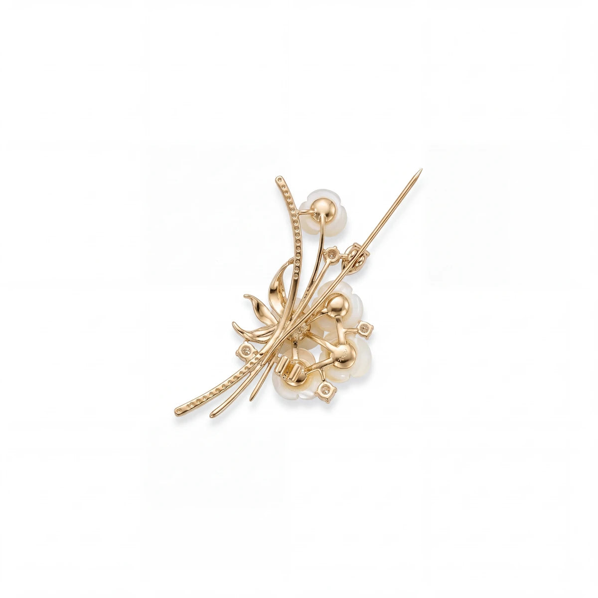 Gardenia bouquet brooch for women, gold-tone - RANGREZ (view 2)
