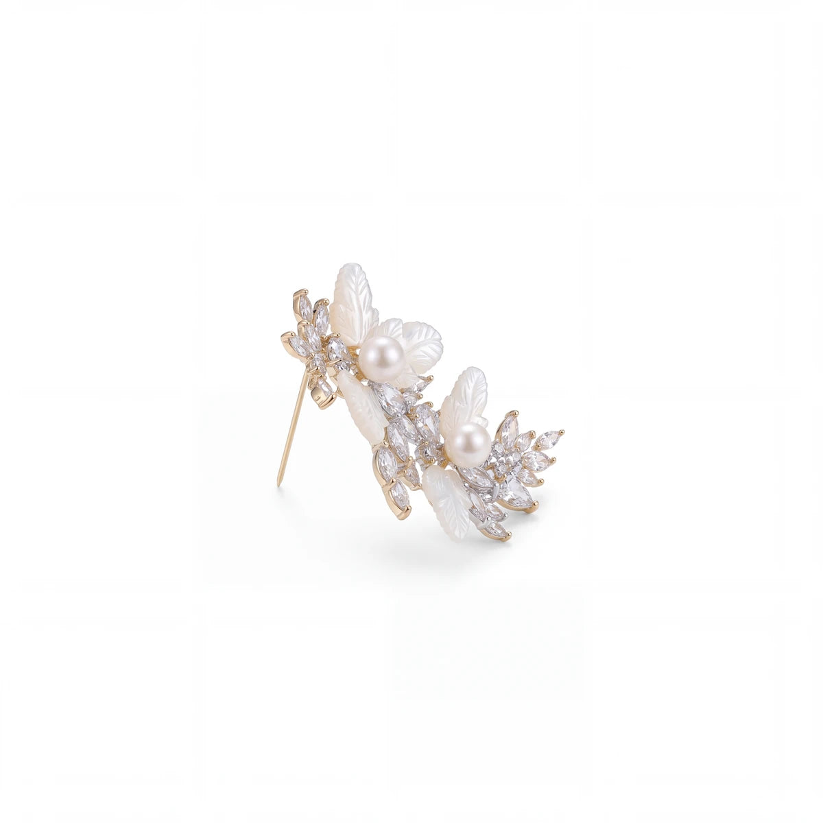 Bianca blossom spray brooch for women, gold-tone - RANGREZ