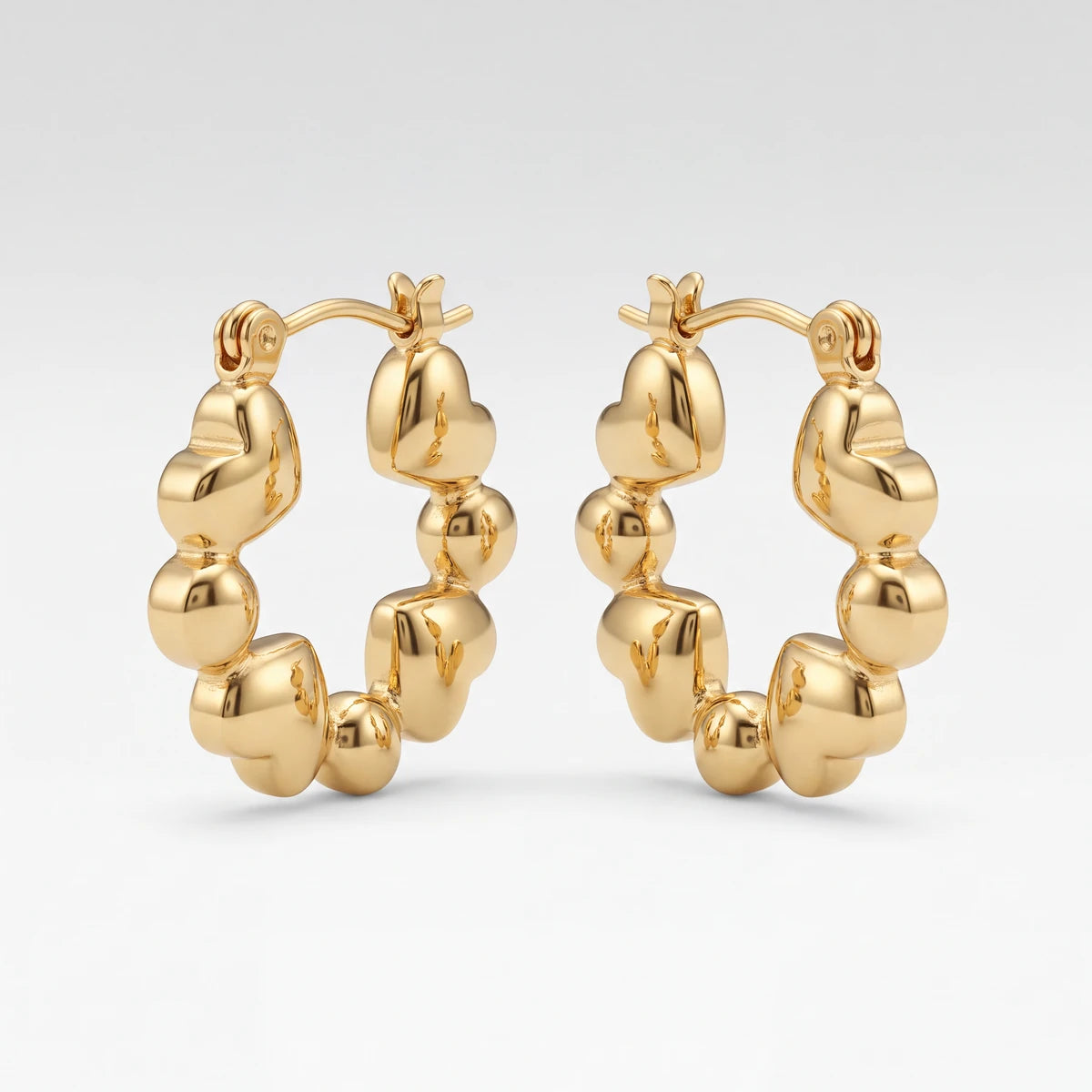 Cupid heart beaded hoops for women, gold-tone - RANGREZ