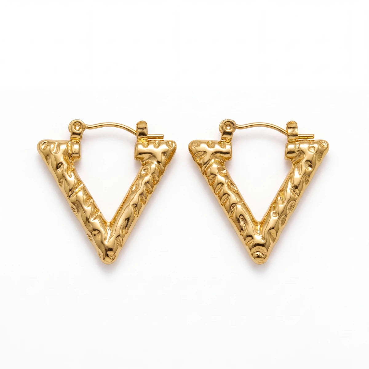Delta triangle hoop earrings for women, gold-tone - RANGREZ