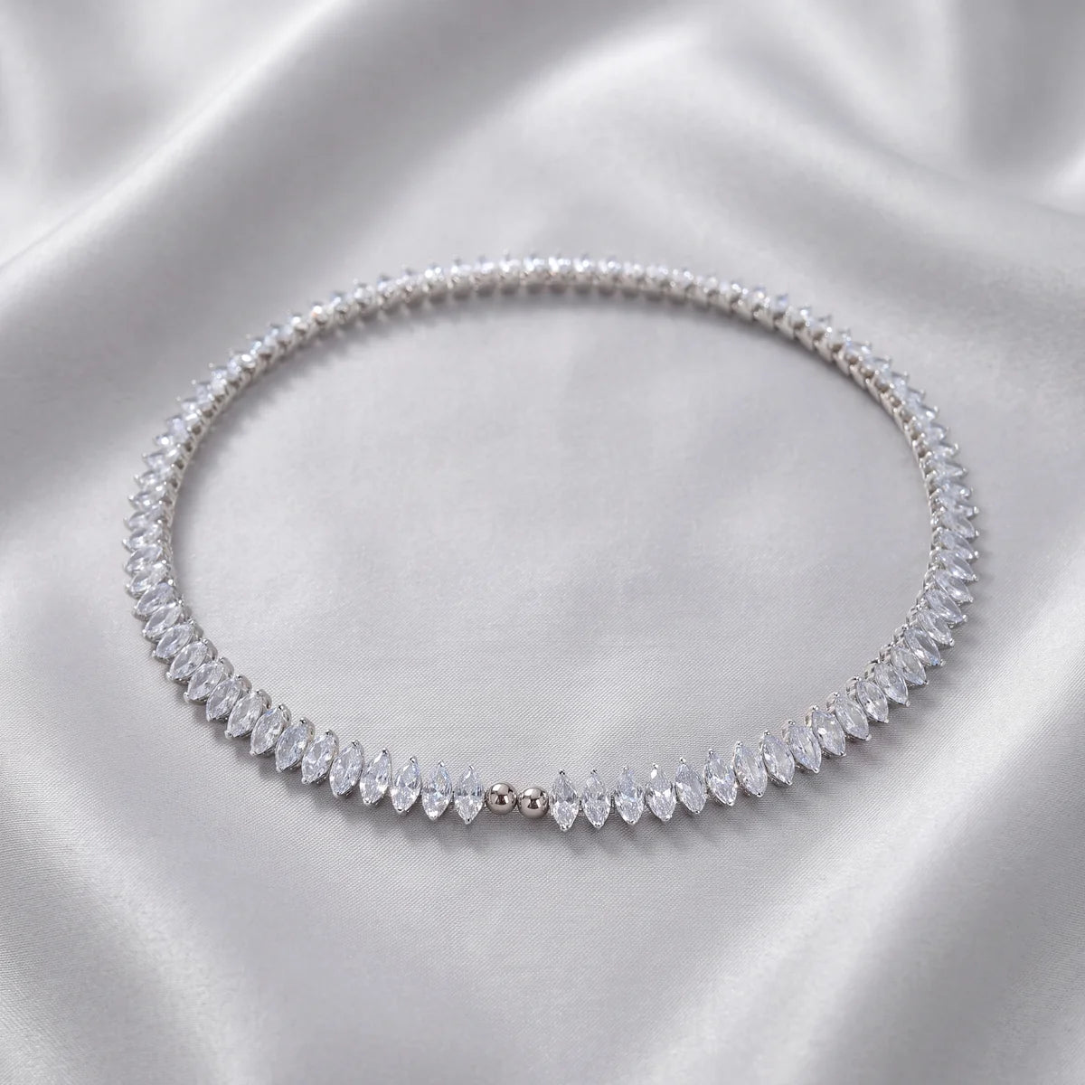 Glacia tennis necklace for women, silver-tone - RANGREZ (view 3)