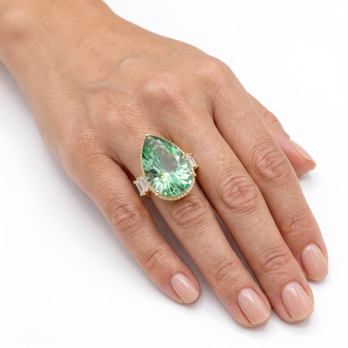 Pear solitaire cocktail ring for women, adjustable - RANGREZ (view 10)
