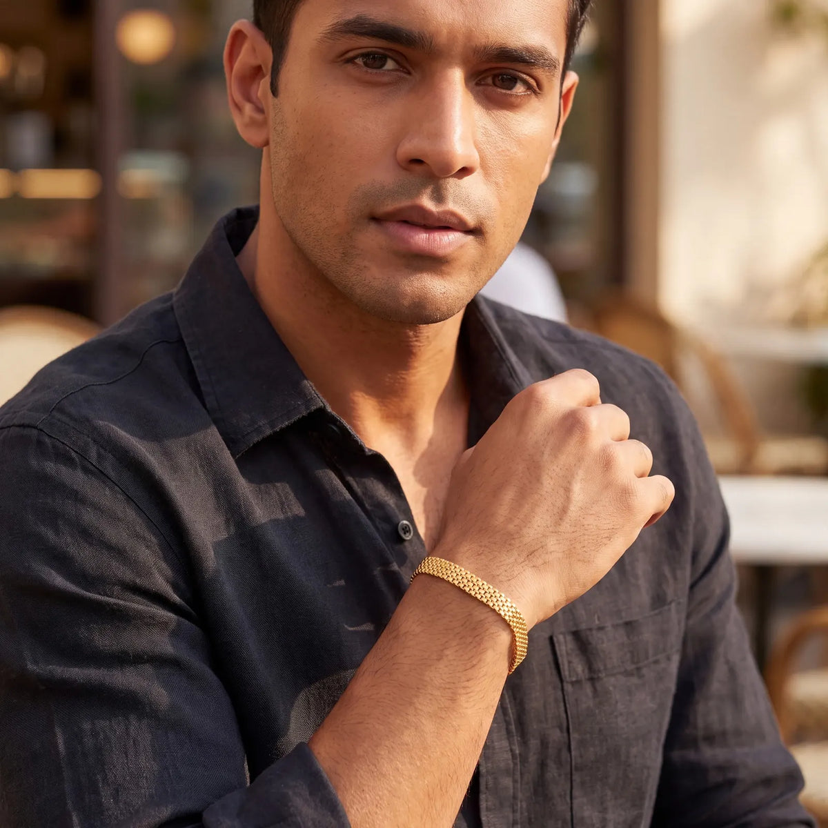 Mesh Gold-Tone Bracelet for Men - view 3