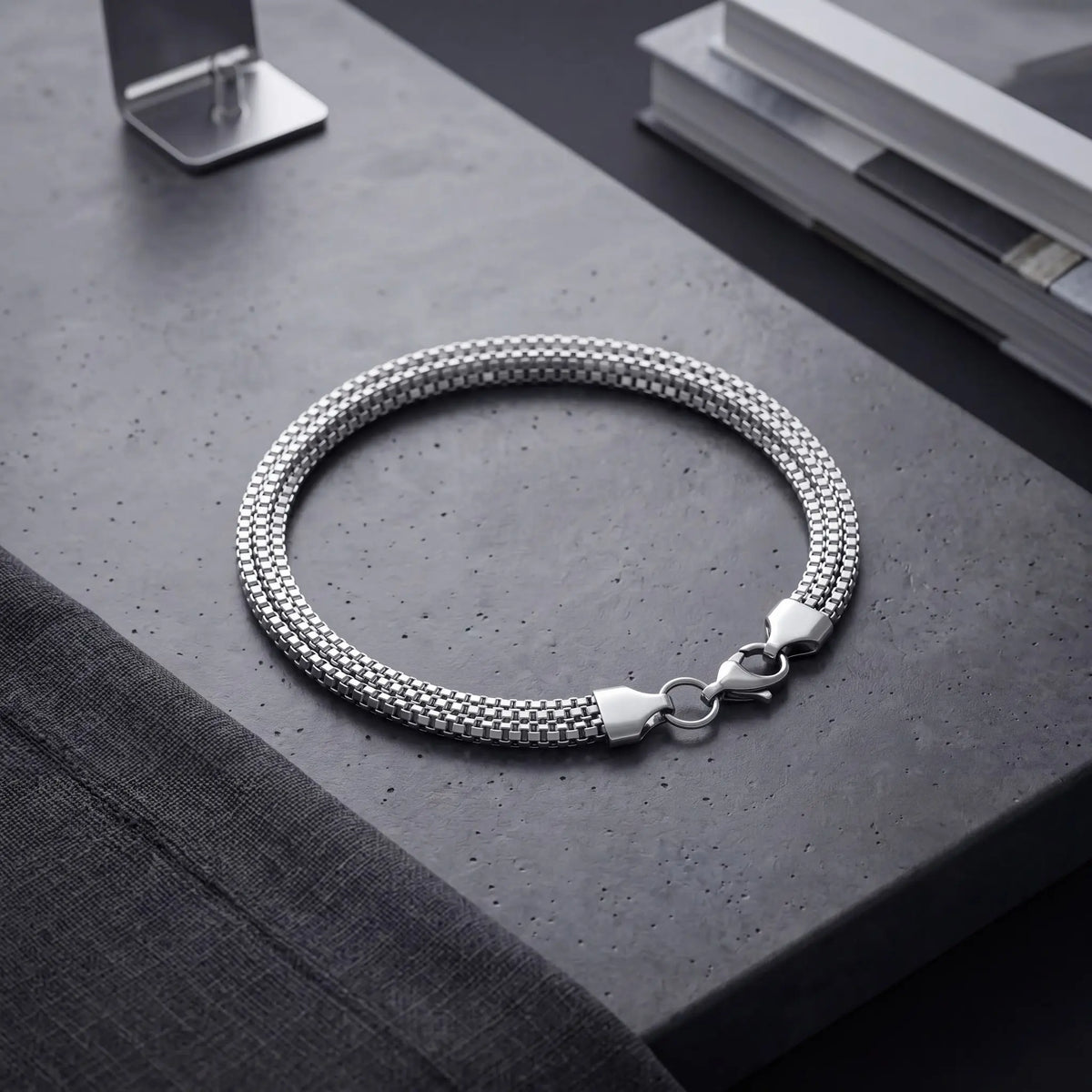 Woven Mesh Silver-Tone Bracelet for Men - view 1