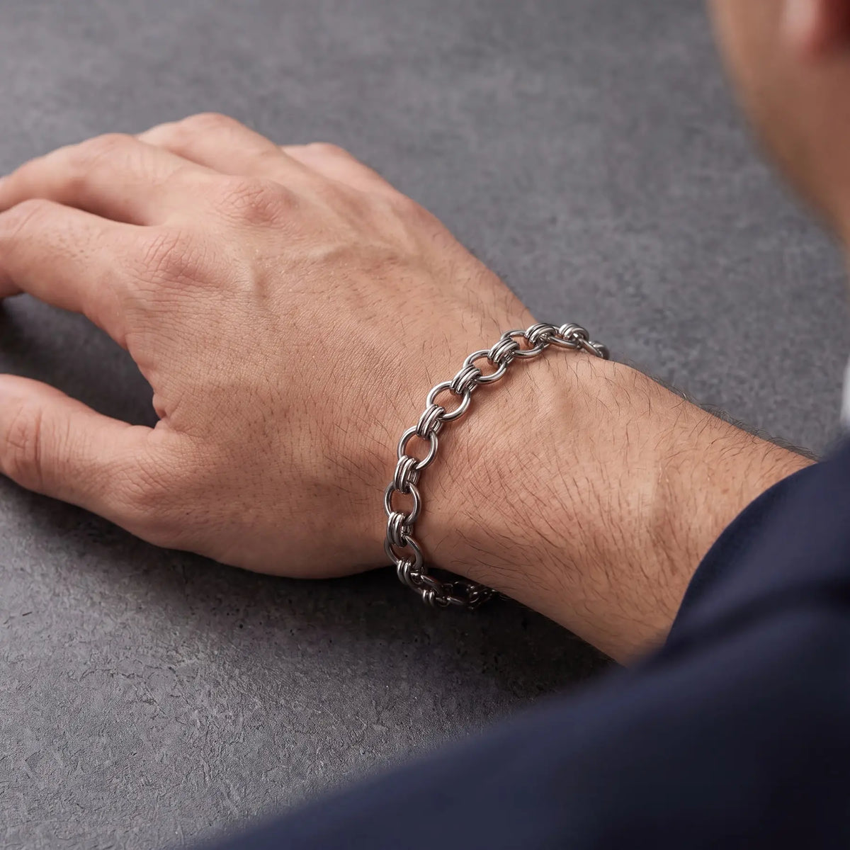 Double Rolo Silver-Tone Bracelet for Men - view 1
