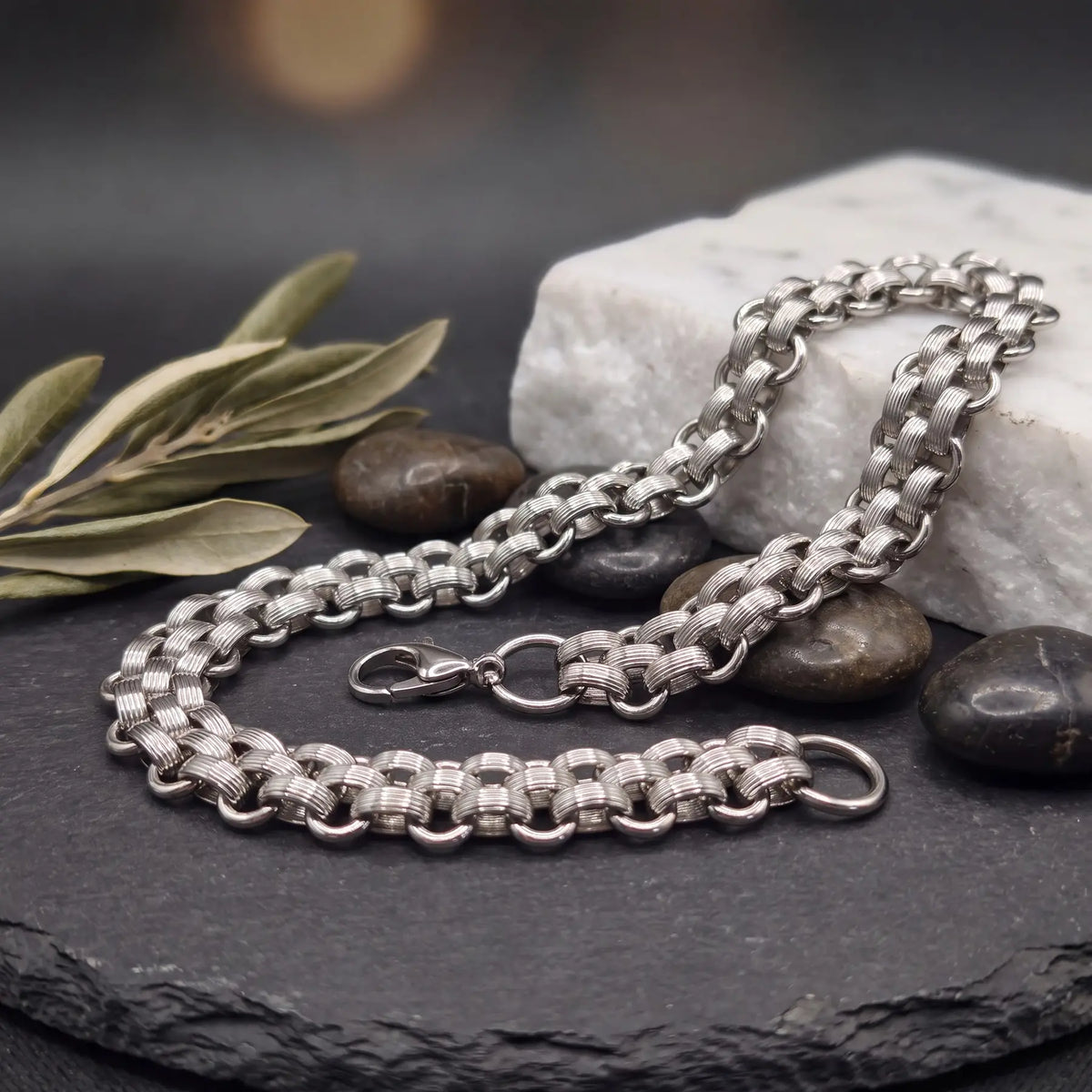 Bold Box Link Silver-Tone Chain for Men - view 1