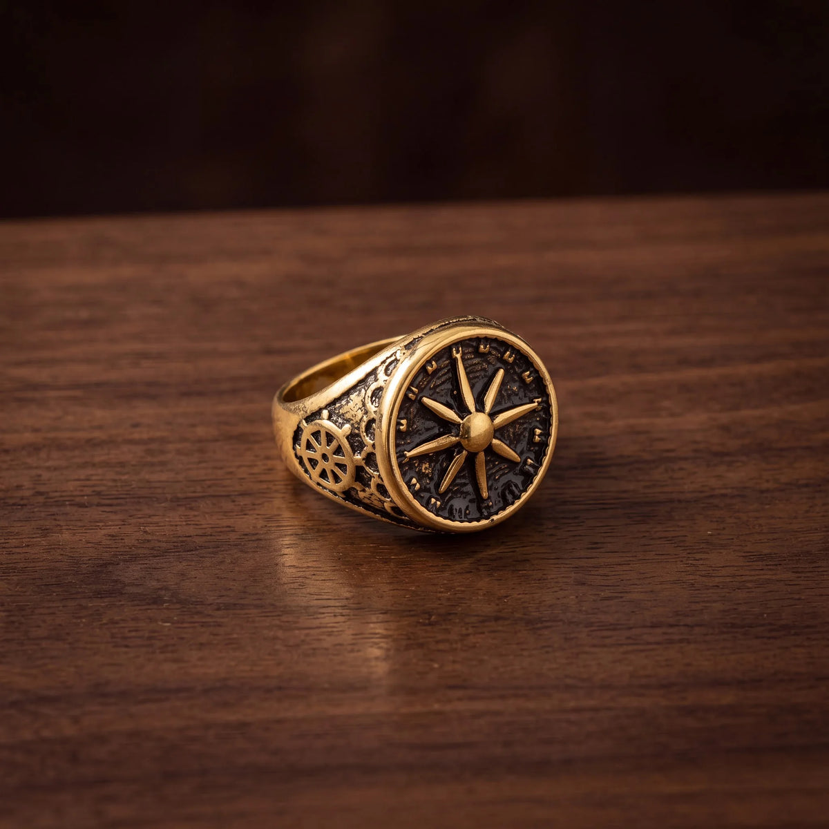 Vintage Compass Gold-Tone Ring for Men - view 1