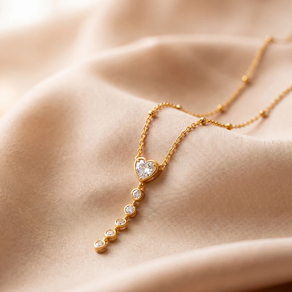 Lyra Heart Drop Necklace & Earrings Set