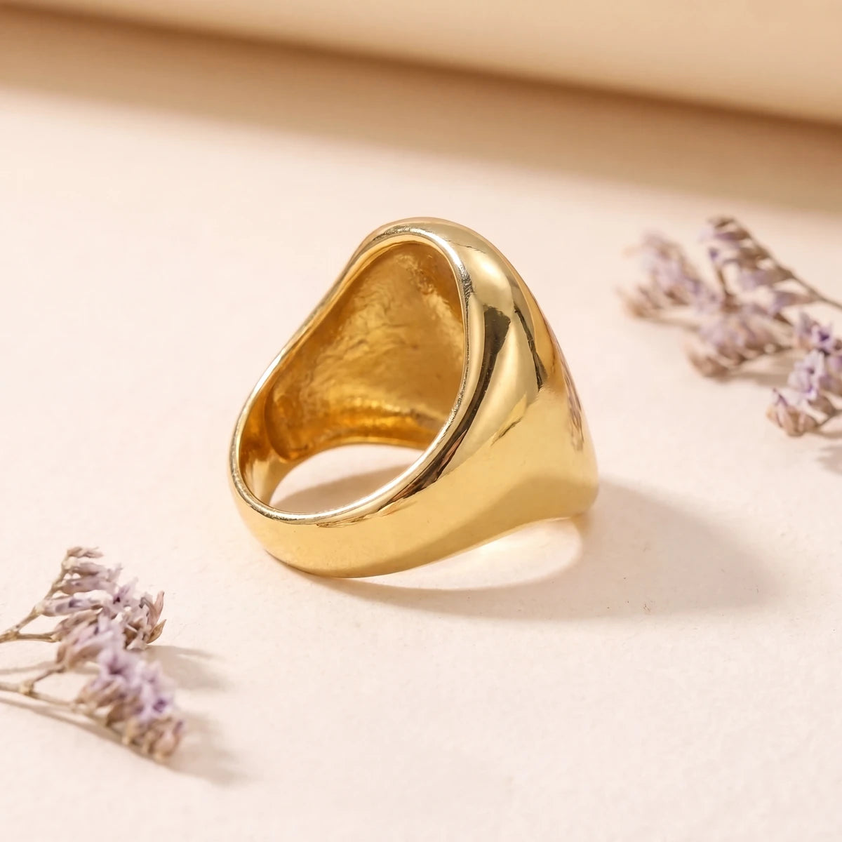 Rania dome ring for women, gold-tone - RANGREZ