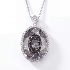 Diana grey crystal oval halo pendant necklace for women - RANGREZ (image 1)