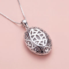 Diana grey crystal oval halo pendant necklace for women - RANGREZ (image 4)