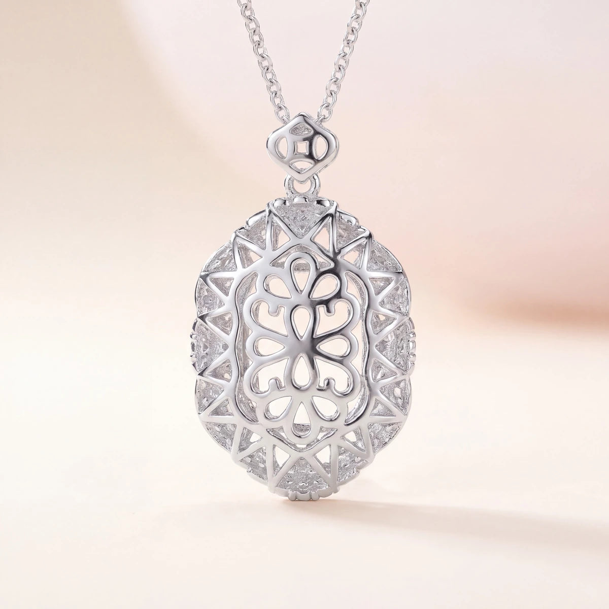 Grey crystal baguette halo pendant necklace for women - RANGREZ (image 5)