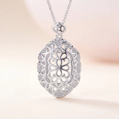 Grey crystal baguette halo pendant necklace for women - RANGREZ (image 5)