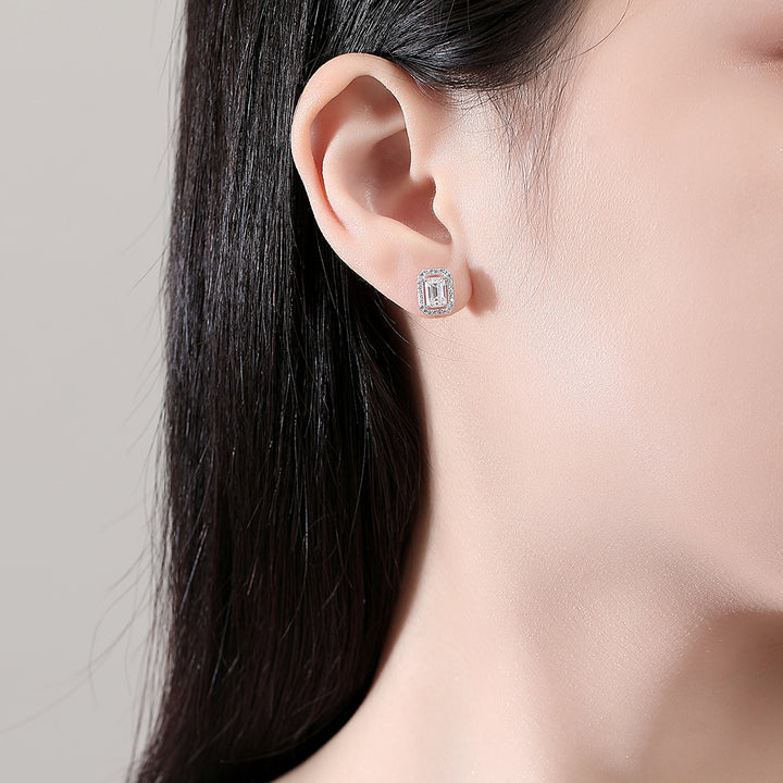 Willa Diamond Silver Square Stud Earring