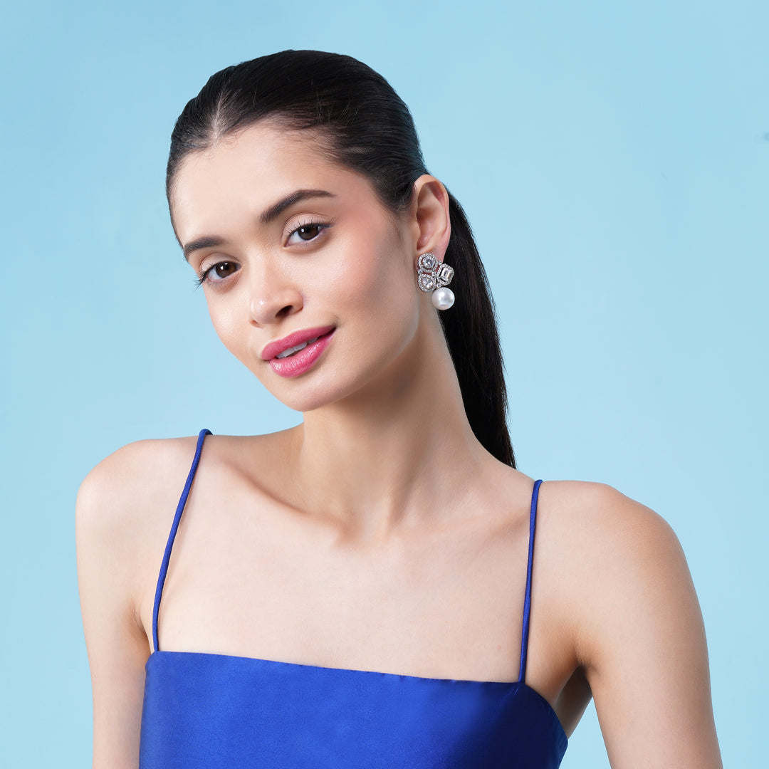 Amara Pearl Drop Stud Earrings