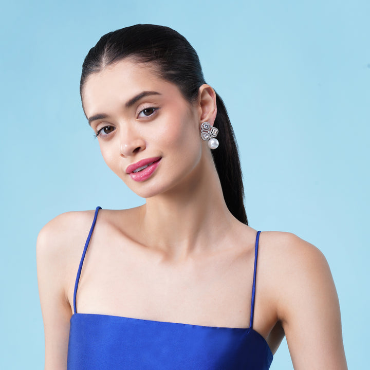 Amara Pearl Drop Stud Earrings