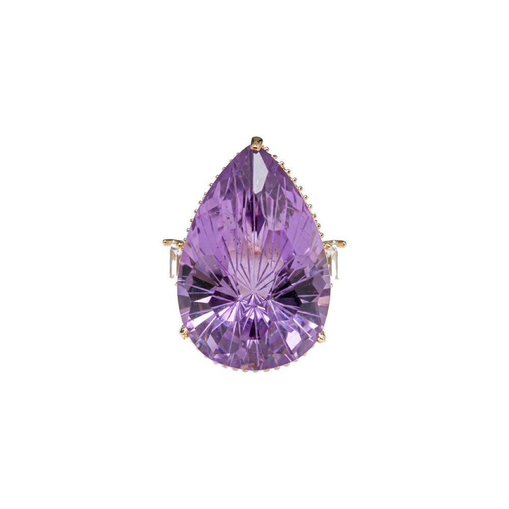 Pear solitaire cocktail ring for women, adjustable - RANGREZ (view 2)