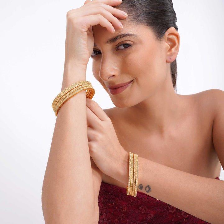 Solitaire 8 Bangles – 22k Gold Plated Grace