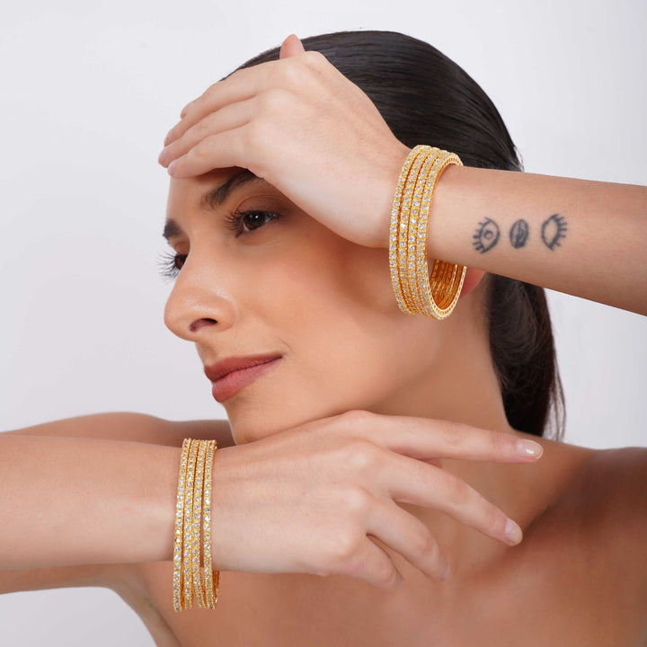 Solitaire 8 Bangles – 22k Gold Plated Grace
