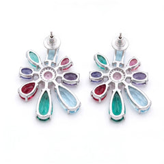 Chromotic Crystal Floral Burst Stud Earrings