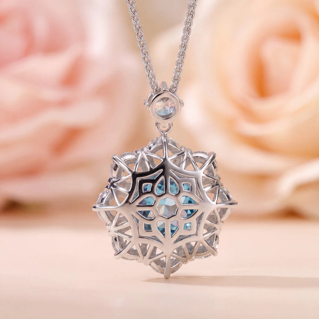 Aurora crystal floral halo pendant necklace for women - RANGREZ (image 3)