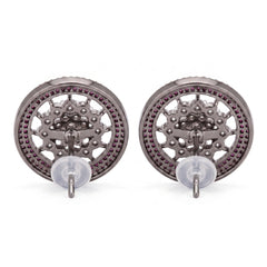 Nano Openwork Wheel Stud Earrings, Black Rhodium finish