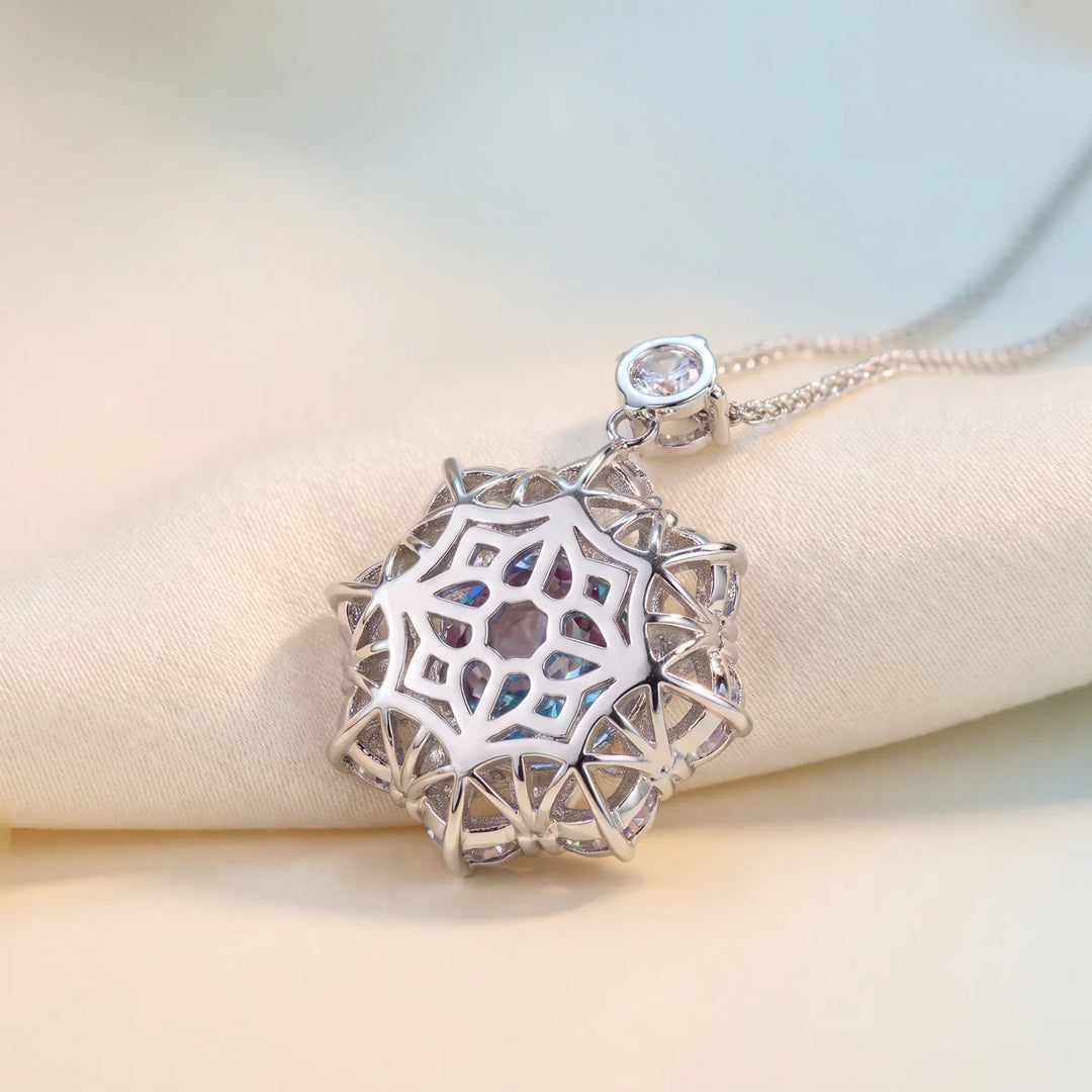 Aurora crystal floral halo pendant necklace for women - RANGREZ (image 4)