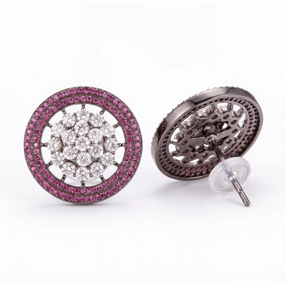 Blue and white openwork stud earrings for women - RANGREZ (view 4)