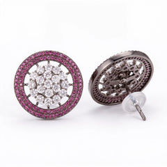 Nano Openwork Wheel Stud Earrings, Black Rhodium finish