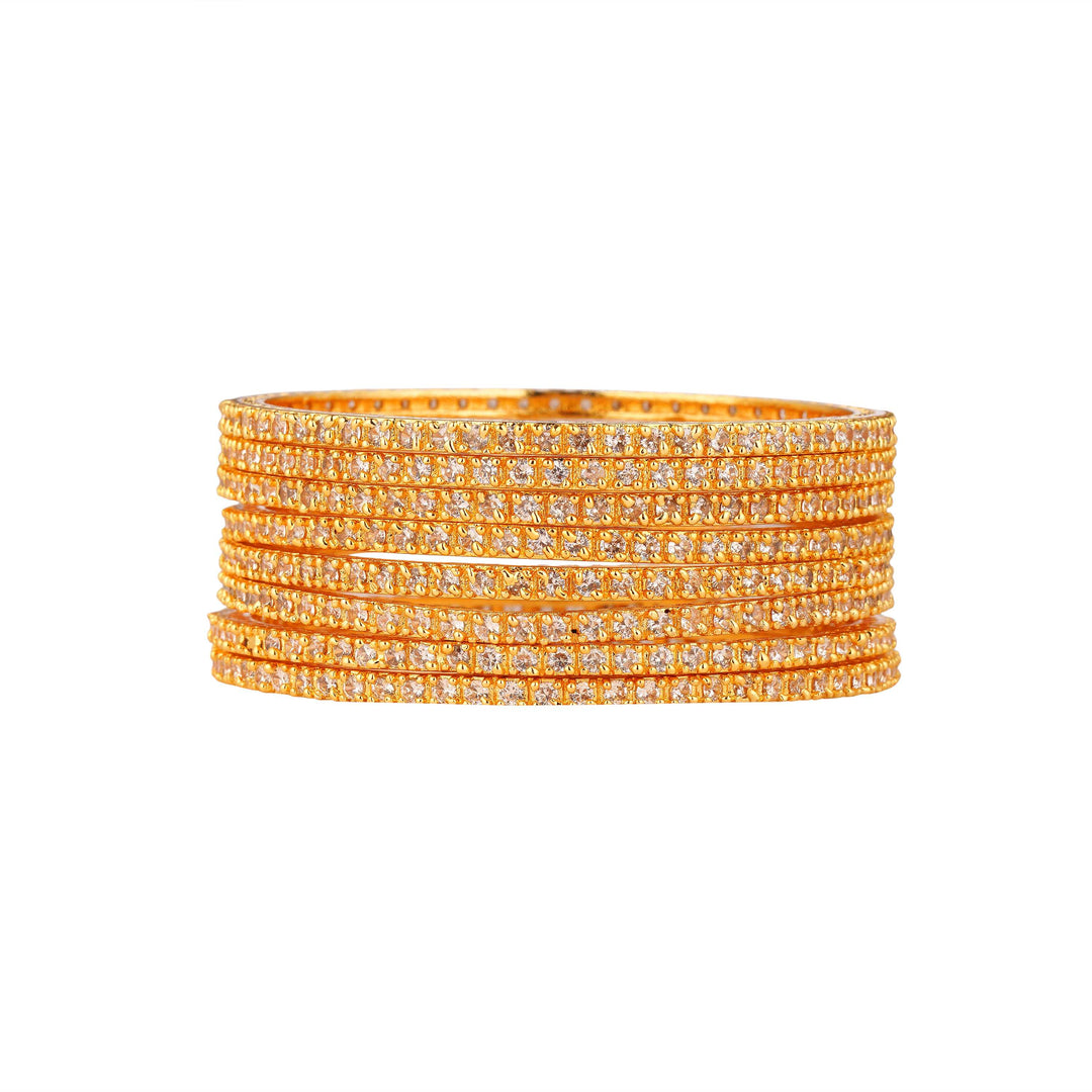 Solitaire 8 Bangles – 22k Gold Plated Grace