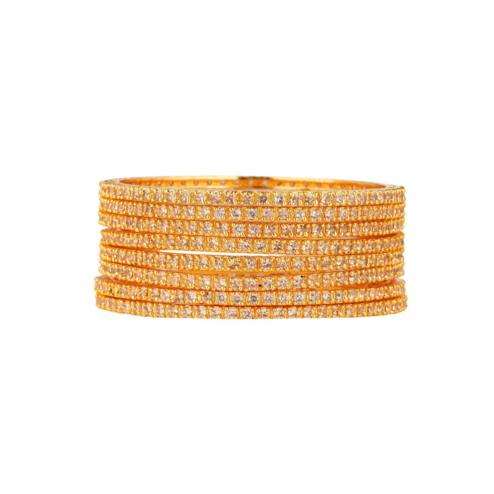 Solitaire 8 Bangles – 22k Gold Plated Grace