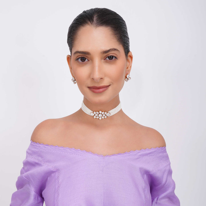 Mahira Moissanite Choker Necklace with Adjustable Dori