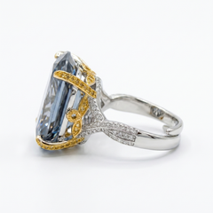 Duetta Grey Crystal Two-Tone Cocktail Ring, Cushion cut, Gold & Rhodium finish