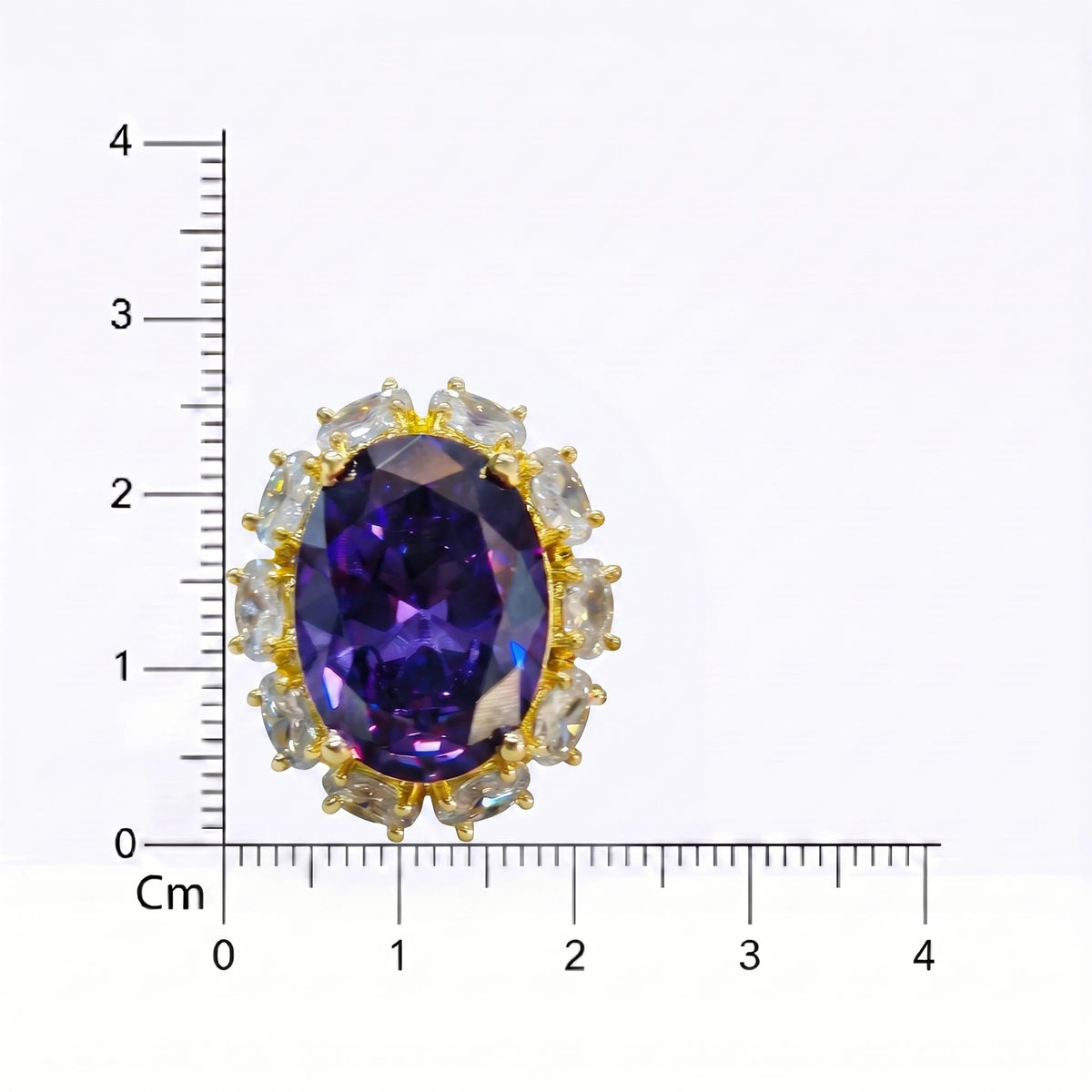 Rouge Oval Crystal Halo Stud Earrings, Gold finish