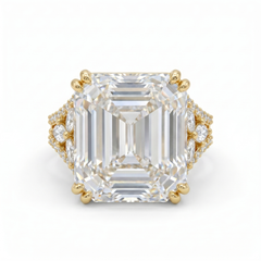 Hexa White Crystal Emerald Cut Statement Cocktail Ring