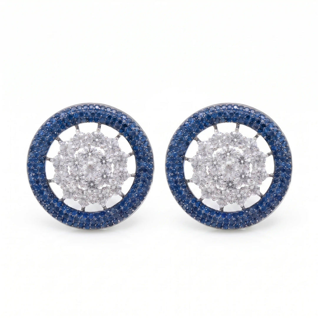 Nano Openwork Wheel Stud Earrings, Black Rhodium finish