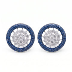 Nano Openwork Wheel Stud Earrings, Black Rhodium finish