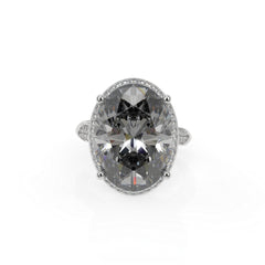 Diana Grey Crystal Cushion Halo Cocktail Ring, Rhodium finish