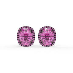 Rebecca Pink Cushion Halo Stud Earrings