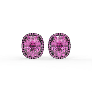 Rebecca Pink Cushion Halo Stud Earrings
