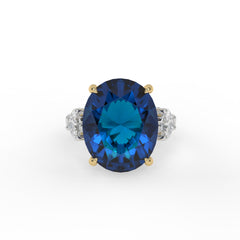 Trinity Crystal Oval Three-Stone Cocktail Ring, Gold & Rhodium finish