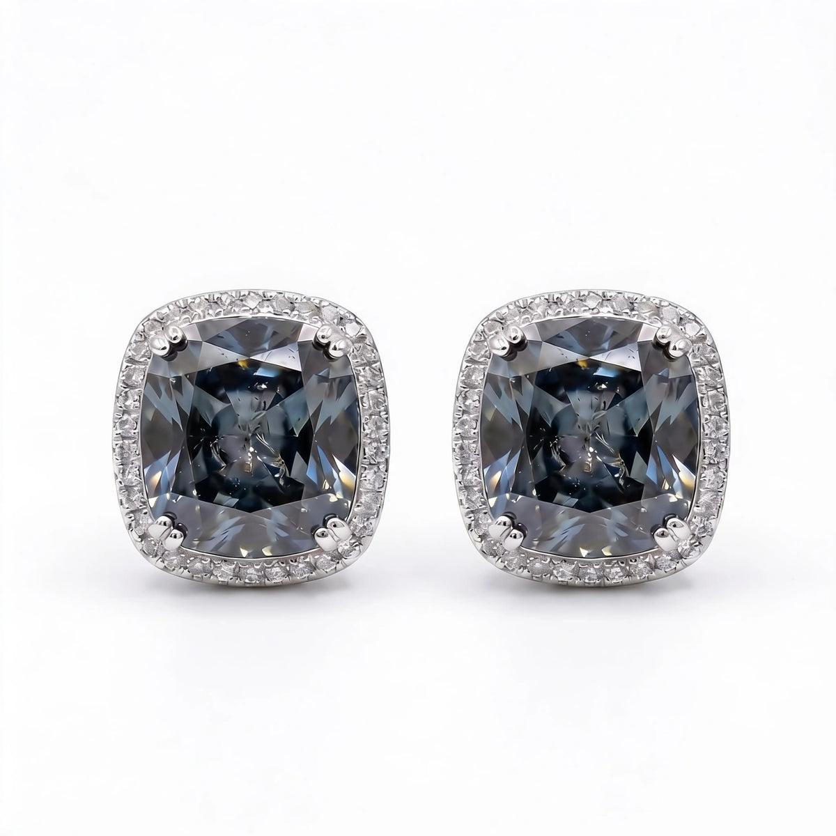 Cushion Halo Crystal Stud Earrings