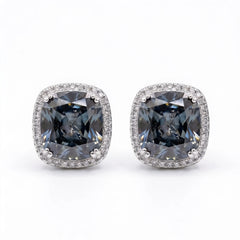Cushion Halo Crystal Stud Earrings